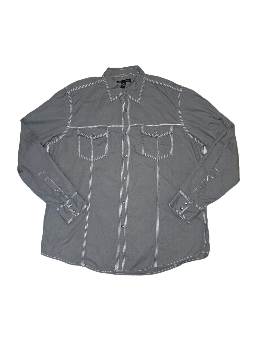 INC International Concepts Western Shirt Mens XL Gray Collar Pearl Snap Front
